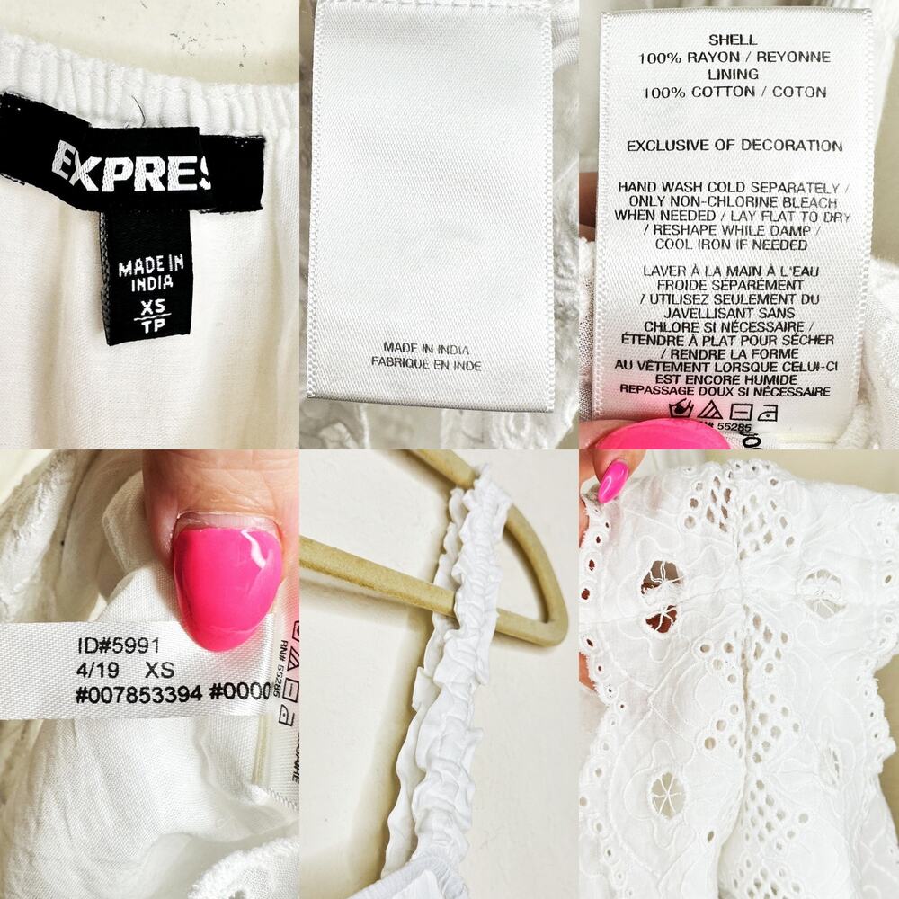 Express White Floral Eyelet Lace Trim Sleeveless Romper Playsuit XS - Picture 12 of 14